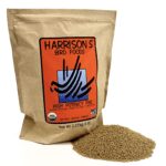 A bag of Harrisons High Potency Fine - 5 lb pellets on a white background.